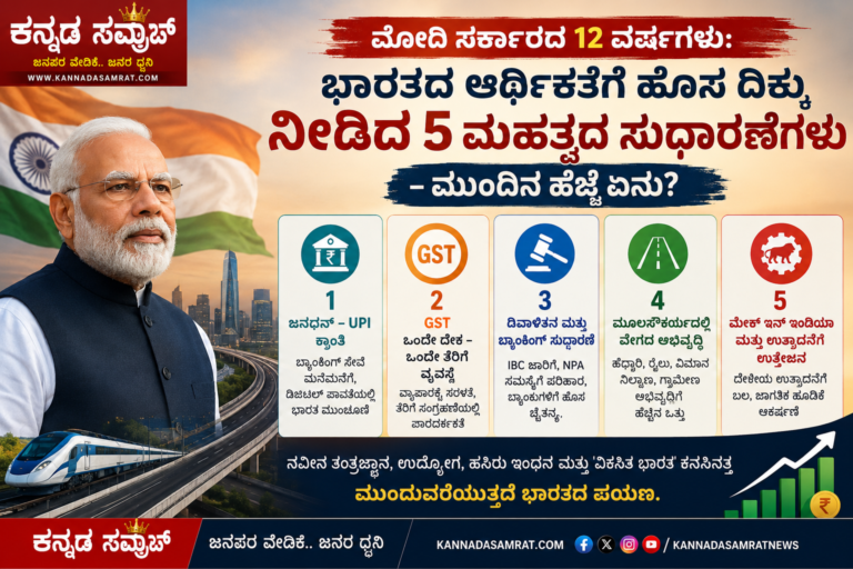 ಮೋದಿ ಸರ್ಕಾರದ 12 ವರ್ಷಗಳು: ಭಾರತದ ಆರ್ಥಿಕತೆಗೆ ಹೊಸ ದಿಕ್ಕು ನೀಡಿದ 5 ಮಹತ್ವದ ಸುಧಾರಣೆಗಳು – ಮುಂದಿನ ಹೆಜ್ಜೆ ಏನು?