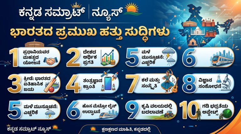 ಕನ್ನಡ ಸಾಮ್ರಾಟ್ ವಿಶೇಷ: ಇಂದಿನ (ಜುಲೈ 3, 2026) ಟಾಪ್ 10 ಪ್ರಮುಖ ಸುದ್ದಿಗಳು – ಕೇವಲ 5 ನಿಮಿಷಗಳಲ್ಲಿ!