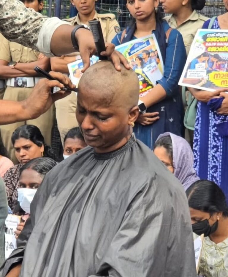 ಕಣ್ಣೀರ ಕಡಲಾದ 113 ದಿನಗಳ ಹೋರಾಟ: ಕೇರಳ ಸಚಿವಾಲಯದ ಮುಂದೆ ತಲೆ ಬೋಳಿಸಿಕೊಂಡು ಶಿಕ್ಷಕಿ ಆಕ್ರೋಶ!